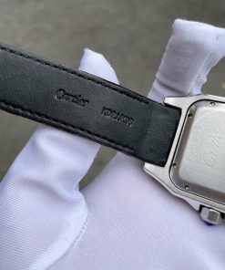 Đồng hồ nam đính đá Cartier Automatic Sliver dây da màu đen 40mm