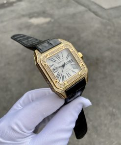 Đồng hồ nam mặt vuông Cartier Automatic Gold 18K đính đá 40mm