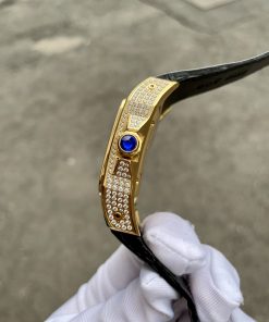 Đồng hồ nam mặt vuông Cartier Automatic Gold 18K đính đá 40mm