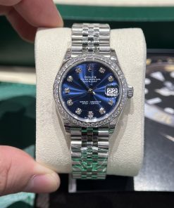 Đồng hồ Rolex Datejust Replica 11 nữ mặt xanh cọc số đính đá EW Factory