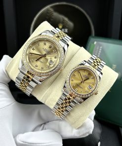Đồng hồ đôi Rolex máy cơ automatic Datejust Super Fake Nhật 31/41mm