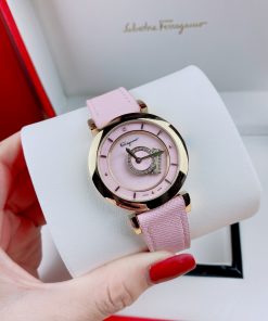 Đồng hồ nữ Salvatore Feragamo Minuetto dây da màu hồng giá rẻ