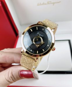 Đồng hồ Salvatore Feragamo Minuetto dây thép lưới demi gold