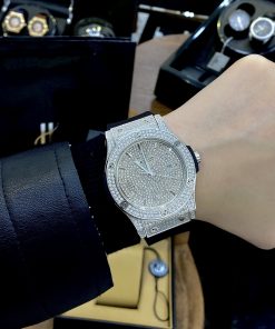 Đồng hồ Hublot đính đá nam giá rẻ máy pin Nhật Fake cao cấp 42mm