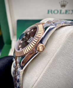 Đồng hồ nữ Rolex Datejust mặt chocolate Fake 11 máy cơ Nhật 31mm