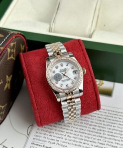 Đồng hồ mặt xà cừ Rolex Datejust máy cơ Nhật đính đá nữ