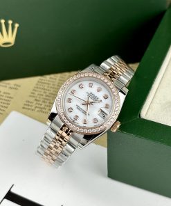 Đồng hồ mặt xà cừ Rolex Datejust máy cơ Nhật đính đá nữ