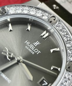 Đồng hồ Hublot cặp máy cơ Automatic đính đá giá rẻ màu xám