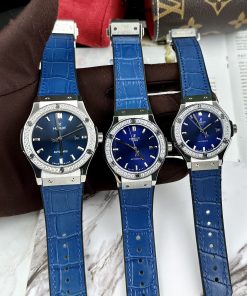 Đồng hồ Hublot đính đá máy cơ Nhật Automatic màu xanh dương