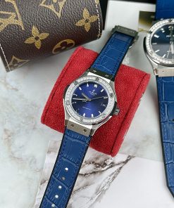 Đồng hồ Hublot đính đá máy cơ Nhật Automatic màu xanh dương