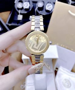 Đồng hồ nữ Versace Idiya like auth dây kim loại Demi Gold đính đá