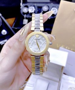 Đồng hồ nữ Versace Idiya like auth dây kim loại Demi Gold đính đá