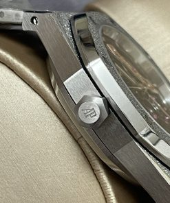 Đồng hồ Audemars Piguet cơ lộ máy vỏ phủ bạch kim trắng Fake 11