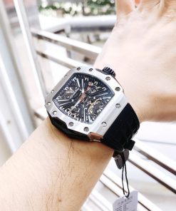 Đồng hồ Hanboro cơ lộ máy automatic chính hãng dây cao su đen