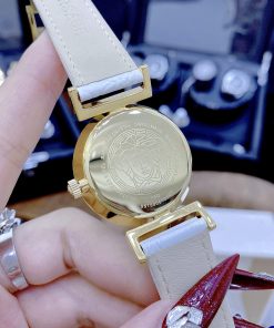 Đồng hồ nữ Versace Vanity like auth dây da màu trắng mạ vàng