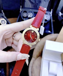 Đồng hồ nữ dây da màu đỏ Versace Daphnis like auth cao cấp