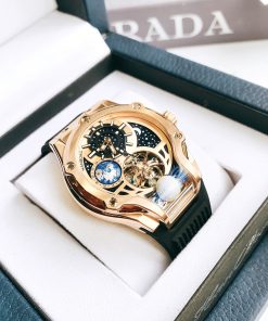 Đồng hồ cơ lộ máy Hanboro by Huboler nam chính hãng Tone Màu Rose Gold 45mm