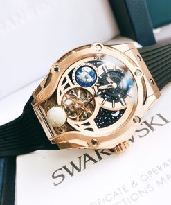 Đồng hồ cơ lộ máy Hanboro by Huboler nam chính hãng Tone Màu Rose Gold 45mm
