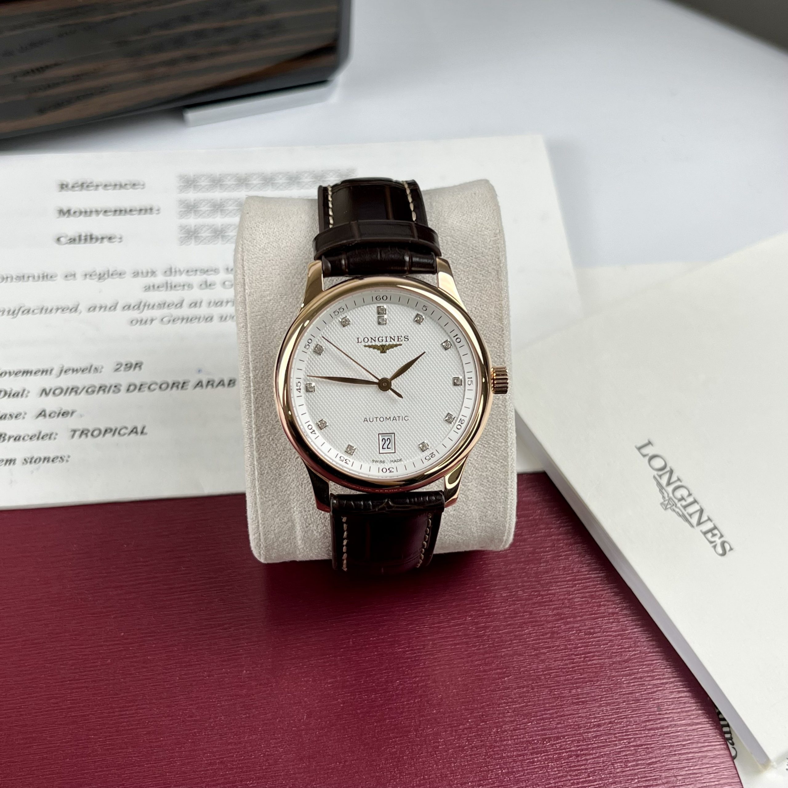 Đồng Hồ cơ Automatic Longines Master dây da màu demi 40mm Đồng Hồ cơ Automatic Longines Master dây da màu demi 40mm