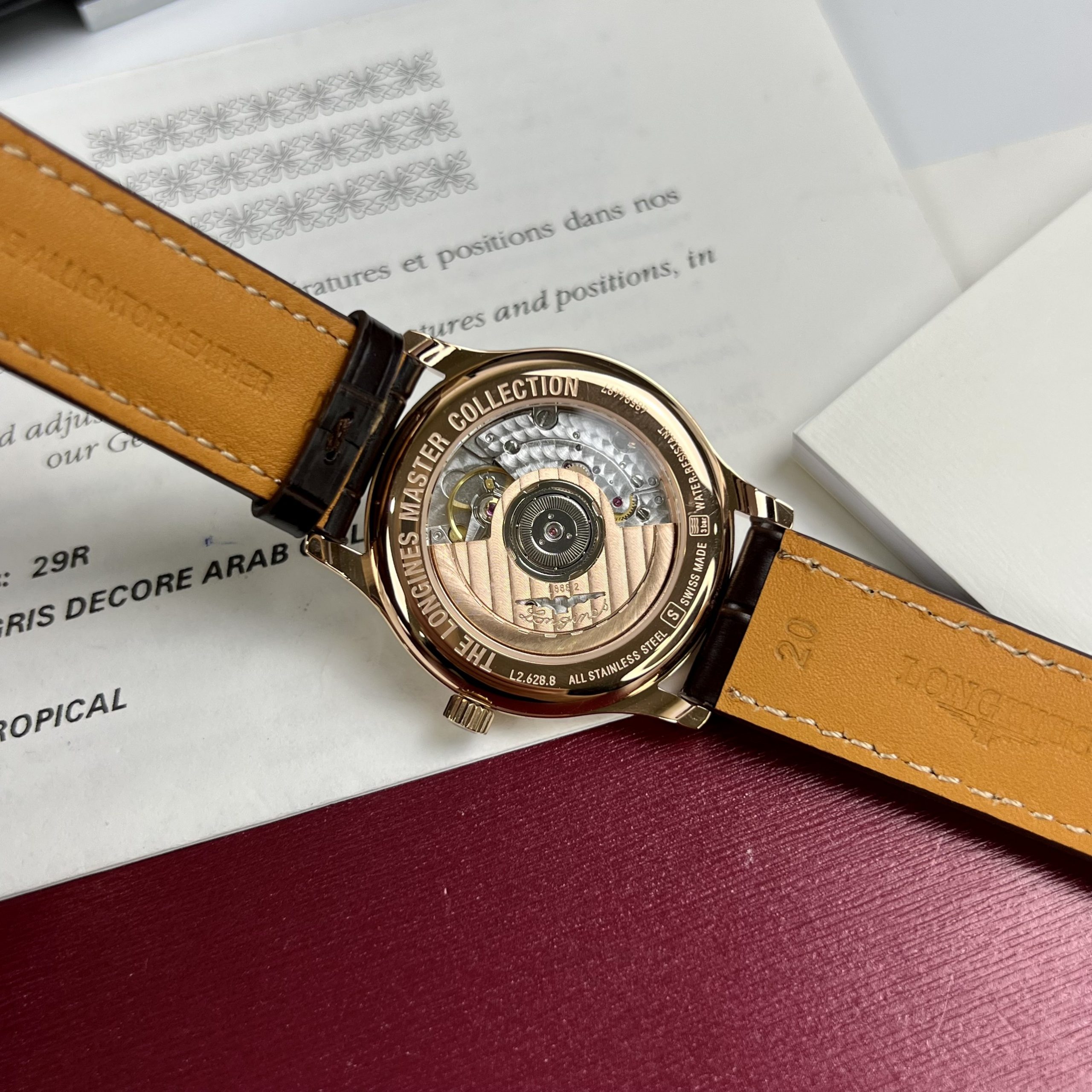 Đồng Hồ cơ Automatic Longines Master dây da màu demi 40mm Đồng Hồ cơ Automatic Longines Master dây da màu demi 40mm