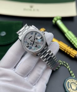 Đồng hồ Rolex Datejust mặt số cánh bướm đính đá Replica 11 màu trắng 31mm