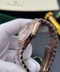 Đồng hồ nữ Rolex Datejust Replica 11 mặt số cánh bướm màu vàng hồng 31mm