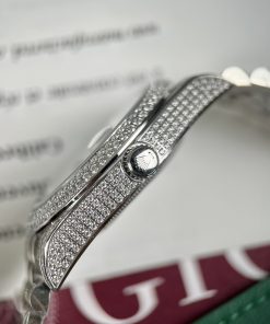 Đồng hồ Rolex DateJust fake cao cấp nam máy cơ đính full đá Swarovski dây kim loại 41mm