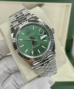 Đồng hồ Rolex DateJust nam máy cơ dây kim loại mặt vân gấp xanh green fake cao cấp 36/41mm