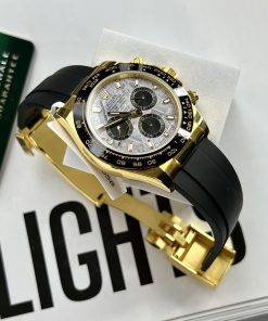 Đồng hồ Rolex Daytona mặt thiên thạch nam máy cơ Automatic dây cao su replica 1:1 cao cấp 40mm