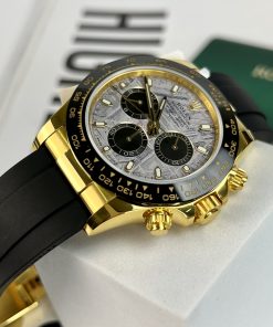 Đồng hồ Rolex Daytona mặt thiên thạch nam máy cơ Automatic dây cao su replica 1:1 cao cấp 40mm