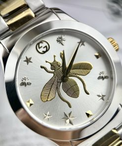 Đồng Hồ Gucci Ong Dây Kim Loại Màu Demi Like Auth 28/38mm