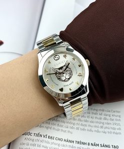 Đồng Hồ Gucci Mèo Dây Kim Loại Màu Demi Like Auth 28/38mm
