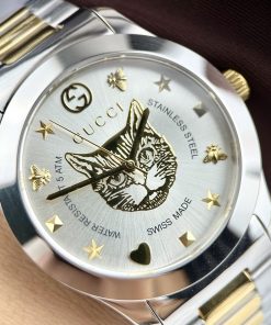 Đồng Hồ Gucci Mèo Dây Kim Loại Màu Demi Like Auth 28/38mm