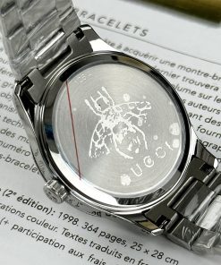 Đồng hồ đôi Gucci rắn dây kim loại mặt trắng like auth 28/38mm