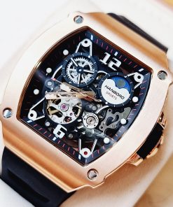 Đồng hồ hanboro By Huboler nam máy cơ chính hãng màu rose gold 44mm