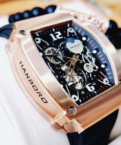 Đồng hồ hanboro By Huboler nam máy cơ chính hãng màu rose gold 44mm