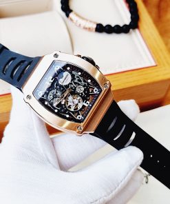Đồng hồ hanboro By Huboler nam máy cơ chính hãng màu rose gold 44mm