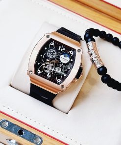 Đồng hồ hanboro By Huboler nam máy cơ chính hãng màu rose gold 44mm