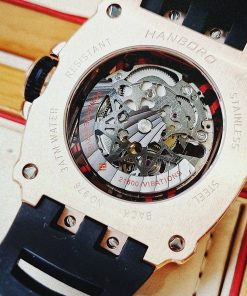 Đồng hồ hanboro By Huboler nam máy cơ chính hãng màu rose gold 44mm