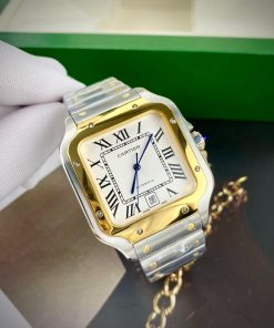 Đồng hồ Cartier Santos nam dây kim loại fake cao cấp 40mm