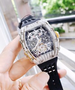 Đồng hồ chính hãng Hanboro By Huboler nam đính đá 40x48mm (5)