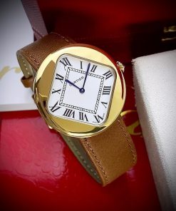 Đồng hồ Cartier Pebble Re-Edition nam dây da Fake cao cấp 36mm (2)