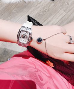 Đồng hồ Hanboro chính hãng nữ dây cao su trắng 36mm (2)