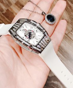 Đồng hồ Hanboro chính hãng nữ dây cao su trắng 36mm (2)