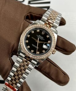 Đồng hồ Rolex Datejust Replica cao cấp mặt đen đính đá 36-41mm (8)