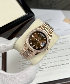 Đồng hồ Rolex Day-Date Unisex màu chocolate Replica 11 cao cấp 36mm (2)