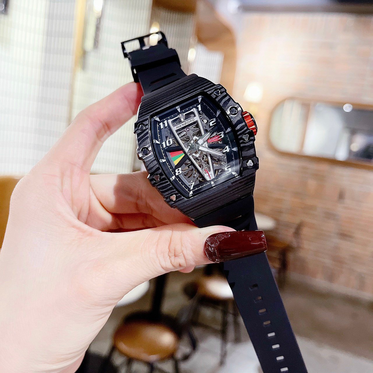 Đồng hồ chính hãng Hanboro By Huboler nam máy cơ tự động 40x48mm (1) Đồng hồ chính hãng Hanboro By Huboler nam máy cơ tự động 40x48mm (2)