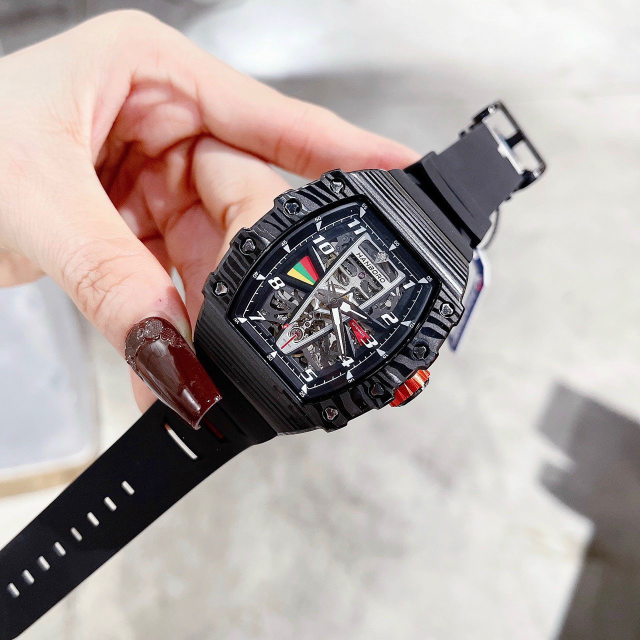 Đồng hồ chính hãng Hanboro By Huboler nam máy cơ tự động 40x48mm (4) Đồng hồ chính hãng Hanboro By Huboler nam máy cơ tự động 40x48mm (2)