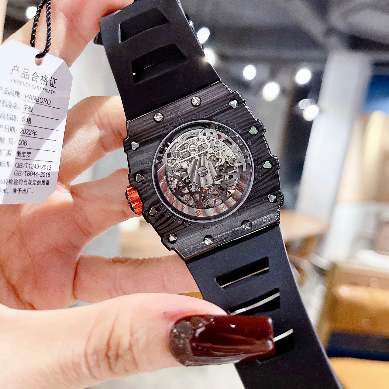 Đồng hồ chính hãng Hanboro By Huboler nam máy cơ tự động 40x48mm (5) Đồng hồ chính hãng Hanboro By Huboler nam máy cơ tự động 40x48mm (2)