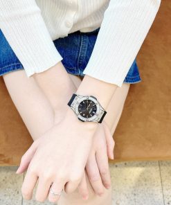 Đồng hồ chính hãng Hanboro nữ đính đá dáng Hublot 33mm (2)